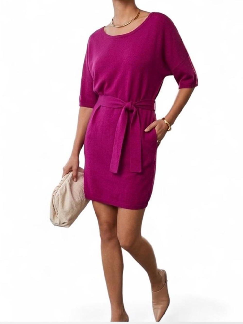 Juicy Couture Bright Pink cashmere & Cotton Sweater Dress 
Size Medium